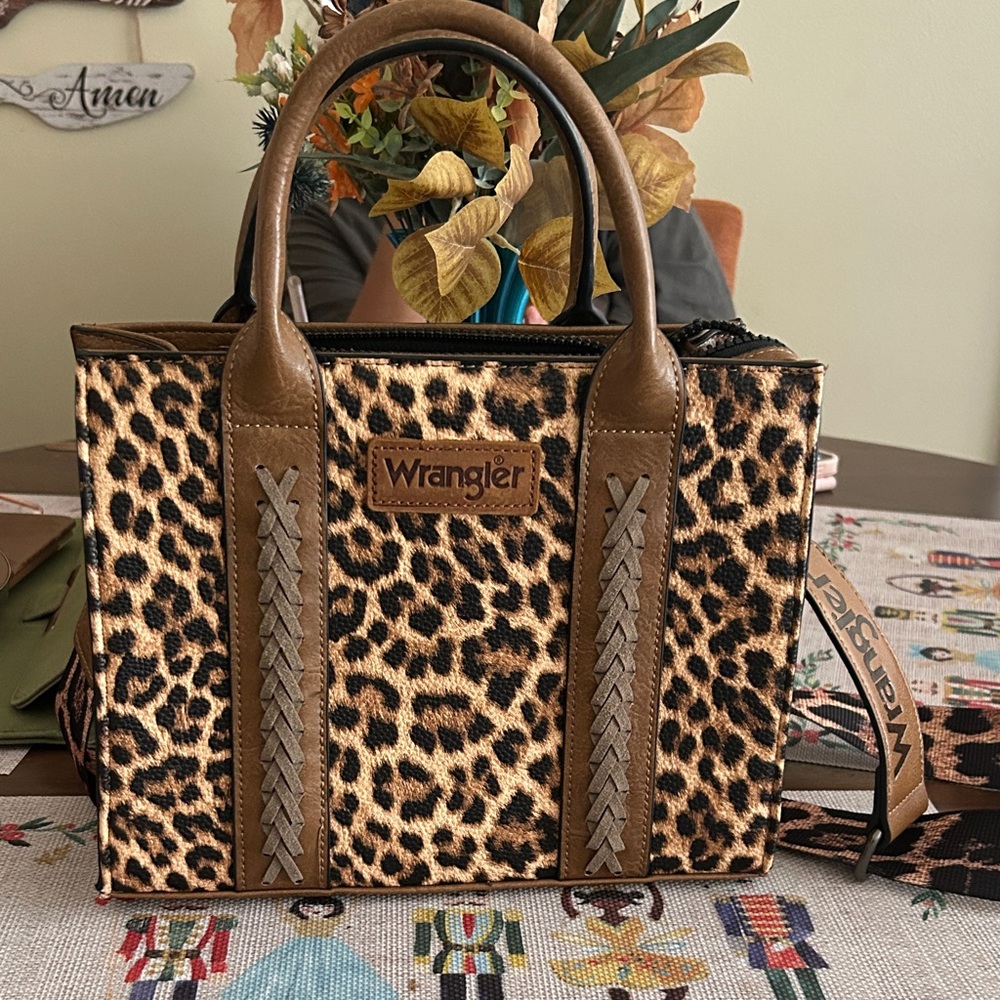 Wrangler Brown Leopard Print Tote Bag